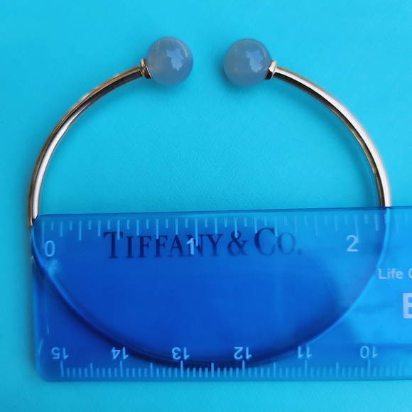 🎊SOLD🎊RARE Tiffany & Co HardWear Ball Gray Moonstone 18k RG Cuff MEDIUM Bangle - Picture 6 of 7